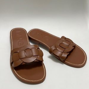 Mango Brown Leather Flats